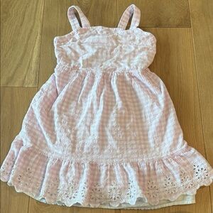 Cat & Jack Light Pink Gingham Dress 7/8- girls medium